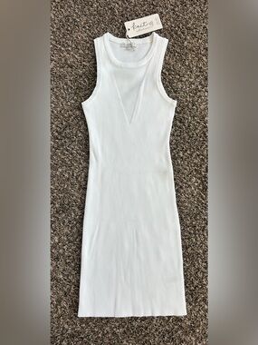 Love Tree Knit Collection ribbed mini sleeveless white dress - size medium